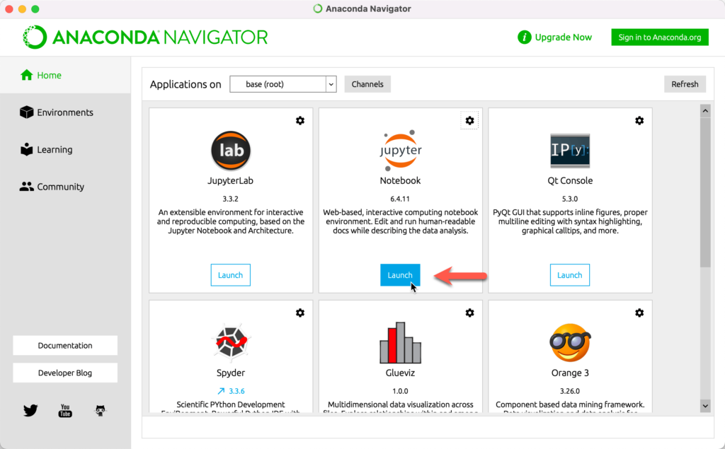 Launching from Anaconda Navigator